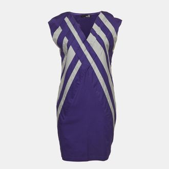 Love Moschino Purple Poplin Braided Detail Shift Dress