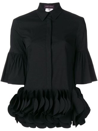 Talbot Runhof Palissy floral applique shirt - women - Polyamide/Spandex/Elastane/Cotton - 38 - Black
