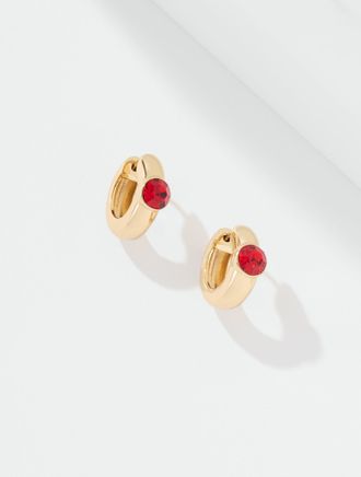 Talbots Bezel Hoop Earrings - Classic Red/Gold - 001 Talbots