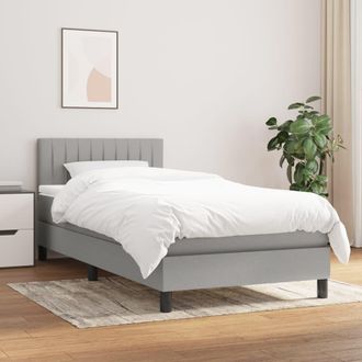 vidaXL Vidaxl - Cama Box Spring Con Colch&oacute;n Tela Gris Claro 100x200 Cm