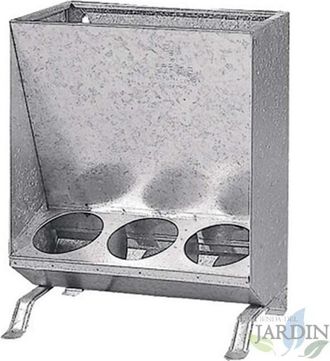 No Brand No Brand - Tronco Zincato Per Maiali E Suinetti, Distributore Di Cibo Con 3 Fori, 15 Kg, 44 X 21 X 53 Cm