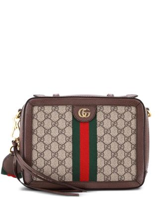 Gucci Ophidia Zip Around Camera Bag GG Coated Canvas Small shoulder bag - Marrone