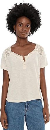 Free People We The Free Heirloom Henley Womens Clothing Tea : LG (Womens 12-14), Cotton/Lace