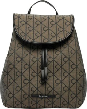 Calvin Klein Zaino con patta e logo jacquard Emblem - - Bags - Donna - Beige - ONE SIZE