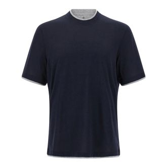 Brunello Cucinelli Hombre, Camisetas, Azul, Talla: S