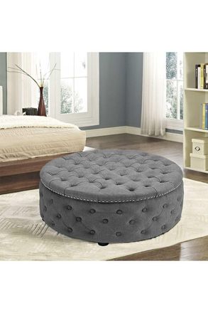 Living and Home Tufted Round Cocktail Footstool