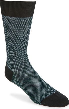 Pantherella Birds Eye Merino Wool Blend Dress Socks in Black at Nordstrom, Size Medium
