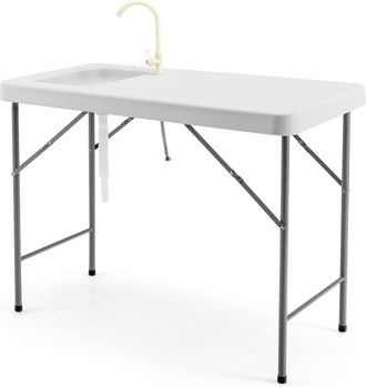 Costway Costway Mesa Plegable Con Fregadero, Grifo, Tubo De Drenaje/mesa Port&aacute;til De Camping De Pesca Al Aire Libre Para Jard&iacute;n, Picnic 115 X 59 X 93,5 Cm, Ca