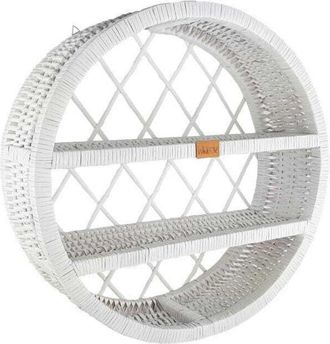 OEM Armario De Pared Redondo De Mimbre Blanco