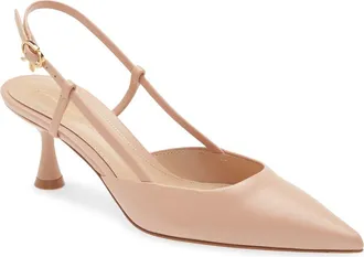 Gianvito Rossi Kitten Heel Slingback Pointed Toe Pump in Peach at Nordstrom, Size 39.5