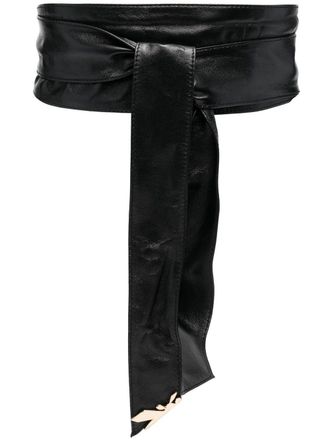 Patrizia Pepe logo-plaque leather belt - Black