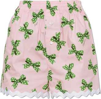 Moschino Printed Shorts - Dames - Bermuda - Roze - M - Katoen - Korte Broeken
