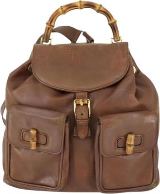 Gucci Pre-owned Backpacks, female, Brown, Size: ONE SIZE Pre-owned Vintage Bamboo Top Handle Backpack
