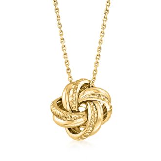 Ross-Simons Italian 18kt Gold Over Sterling Love Knot Pendant Necklace