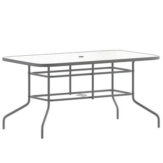 Flash Furniture Rectangular Glass Patio Table with Seating for 6