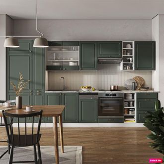 Vicco Mueble De Cocina Fame-line, Verde-dorado Casa De Campo/blanco, 355 Cm, Et M&aacute;rmol