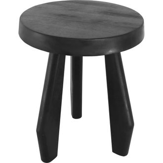 Jonathan Y Designs Terra Rustic Coastal Acacia Wood Tripod Round Indoor/Outdoor Accent Stool in Black at Nordstrom