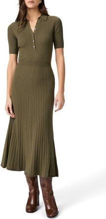 Paige Mathilda Rib Midi Shirtdress in Olive at Nordstrom, Size X-Large