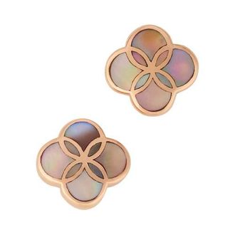 Jan Leslie Petal Gemstone With 18K Gold Overlay Sterling Stud Earring in Taupe at Nordstrom