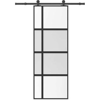 vidaXL Vidaxl - Puerta Corredera Set Herrajes Vidrio Templado Aluminio 76x205cm