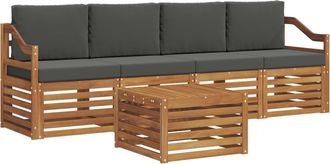 vidaXL Conjunto De Sof&aacute;s De Exterior 5 Uds. Natural Y Antracita Vidaxl