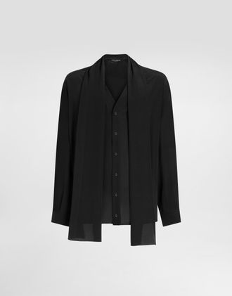 Dolce & Gabbana Cr&ecirc;pe De Chine Shirt - Man Shirts Black 44