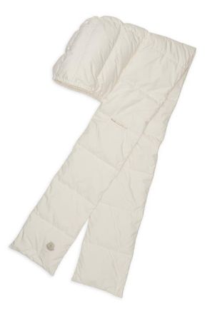 Moncler Quilted Down Hooded Scarf in Silk White at Nordstrom