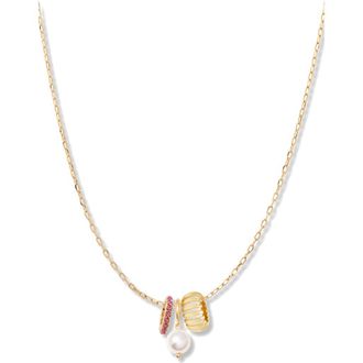 Brook & York Gaby Faux Pearl & Birthstone Multipendant Necklace in Gold/October at Nordstrom