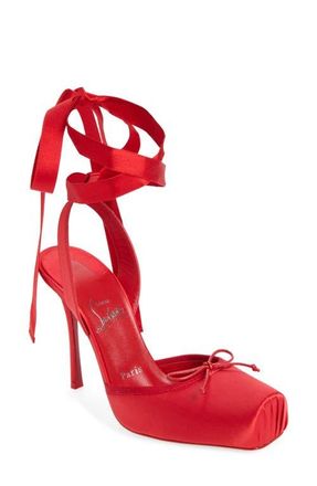 Christian Louboutin Cassia Lace-Up Slingback Pump in Red at Nordstrom, Size 10.5Us