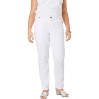 Jessica London Classic Cotton Denim Straight-Leg Jean in White at Nordstrom, Size 12Short