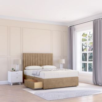 Sloomy Manhattan Naples Bed Set With No Drawers Mattress & 54 Headboard in Light Brown | Size: Small Single