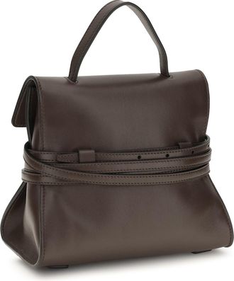 Moschino Womens Handbag Tie Me Chocolate Goatskin (hircus Goatskin) Shoulder Bags