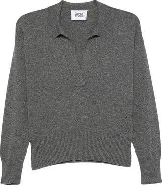 Alpha Studio V-hals Gebreide Kleding - Dames - Truien - Grijs - Maat: M