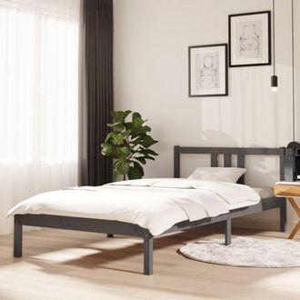 vidaXL Estructura De Cama Sin Colch&oacute;n Madera Maciza Gris 100x200 Cm Vidaxl