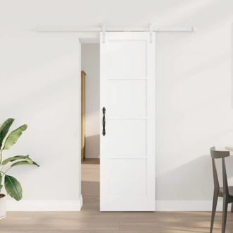 vidaXL Puerta Corredera Vidaxl Con Juego De Herrajes Blanca 61x198.5 Cm Madera S&oacute;lida De Pino