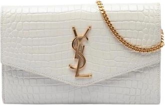 Saint Laurent Pre-owned Uptown Chain Wallet - Dames - Vintage Clutch - Wit - ONE Size - Leer - Vintage
