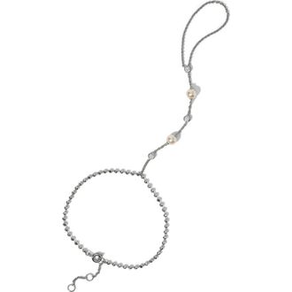 Nadri Esme Faux Pearl Hand Chain Bracelet in Rhodium at Nordstrom