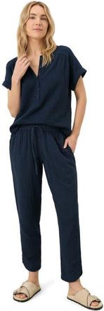 Pact Organic Cotton Coastal Double Gauze Tapered Pull-On Pant in Navy Blue at Nordstrom, Size Xx-Large