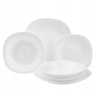 OEM Juego De Platos Cenadores Para 6 Personas, 18 Piezas, Cuadrados Blancos, Marca Noemi
