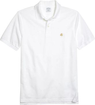 Brooks Brothers Slim-fit Polo Shirt van Supima-katoen met Korte Mouwen - Heren - Polos - Wit - 2XL - Katoen - Tops