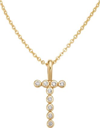 Made by Mary CZ Poppy Initial Necklace in Gold Vermeil Initial T at Nordstrom