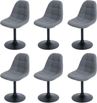 Hhg [nunca Usado] Juego De 6 Silla De Comedor Hhg-842, Silla De Cocina Silla Giratoria, Acero Mvg Tela/textil Boucl&eacute; (450g/m&sup2;), Gris Oscuro