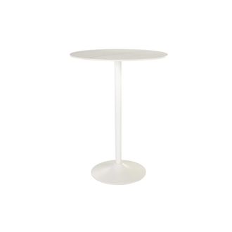 Miliboo Mesa Alta De Dise&ntilde;o Redonda En Cer&aacute;mica Blanca Y Metal D80 Cm Malou