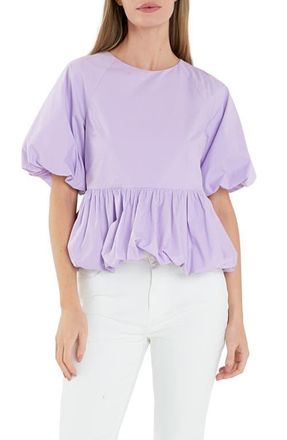English Factory Balloon Poplin Top in Lavender at Nordstrom, Size Small