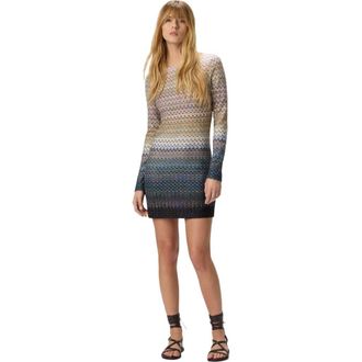 Missoni Mini Boat-neck Dress With Staggered Knit in Blue at Nordstrom, Size 40 It