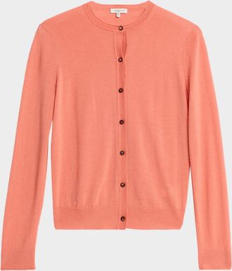 Lafayette 148 New York Button-Down Crewneck Cashmere Cardigan