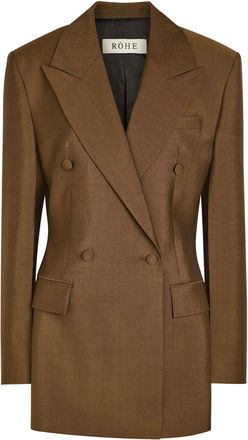 R&oacute;he Double-breasted Wool and Mohair-blend Blazer - Brown - 38 (UK10 / S)