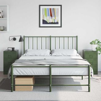 vidaXL Mesitas De Noche 2 Unidades Acero Verde Oliva 34,5x39x62 Cm Vidaxl