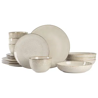 Gibson Home Matisse 16 Piece Stoneware Dinnerware Set in Cream with Reactive Glaze