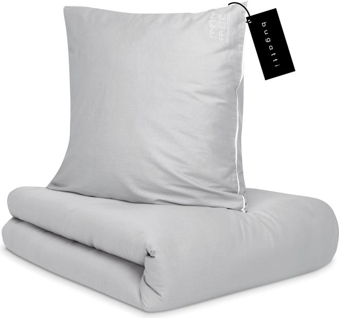 Bugatti Bettwäsche 155x220 cm - 100% Baumwolle, Reißverschluss, anschmiegsam, weich & waschbar, Satinbettwäsche hellgrau einfarbig ab 99,99 €